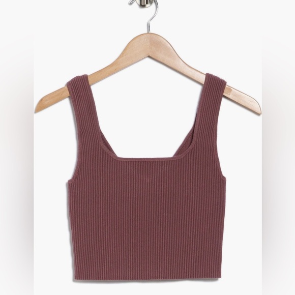Kendall & Kylie Mauve Ribbed Sweater Crop Tank Top - Picture 1 of 6